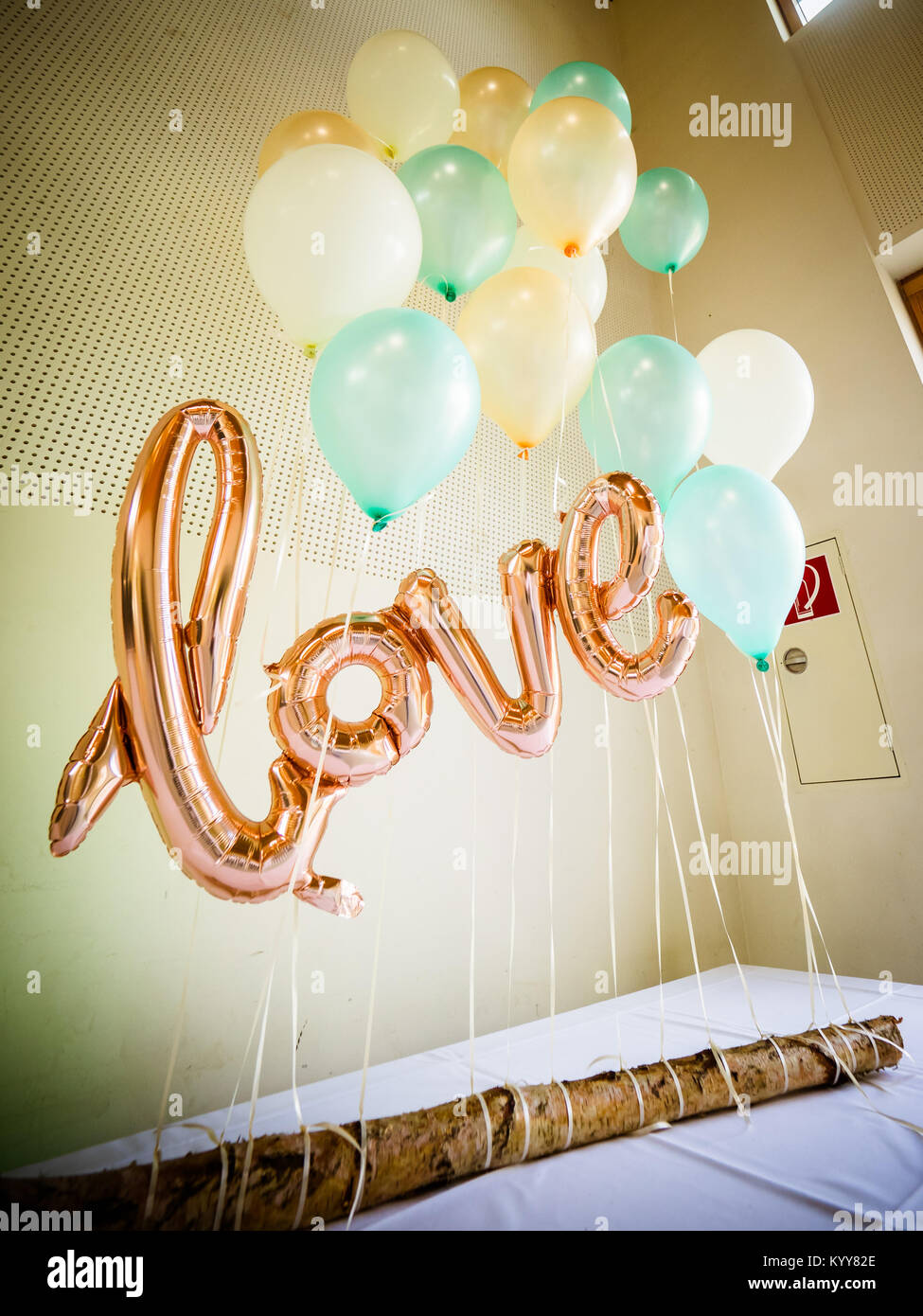 Das Helium Ballon für die Hochzeit Stockfoto