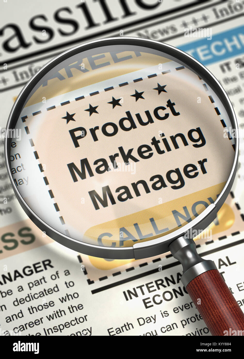 Wir suchen Product Marketing Manager. 3D. Stockfoto