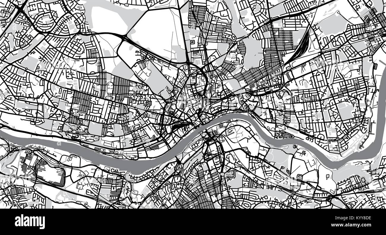 Urban vektor Stadtplan von Newcastle, England Stock Vektor