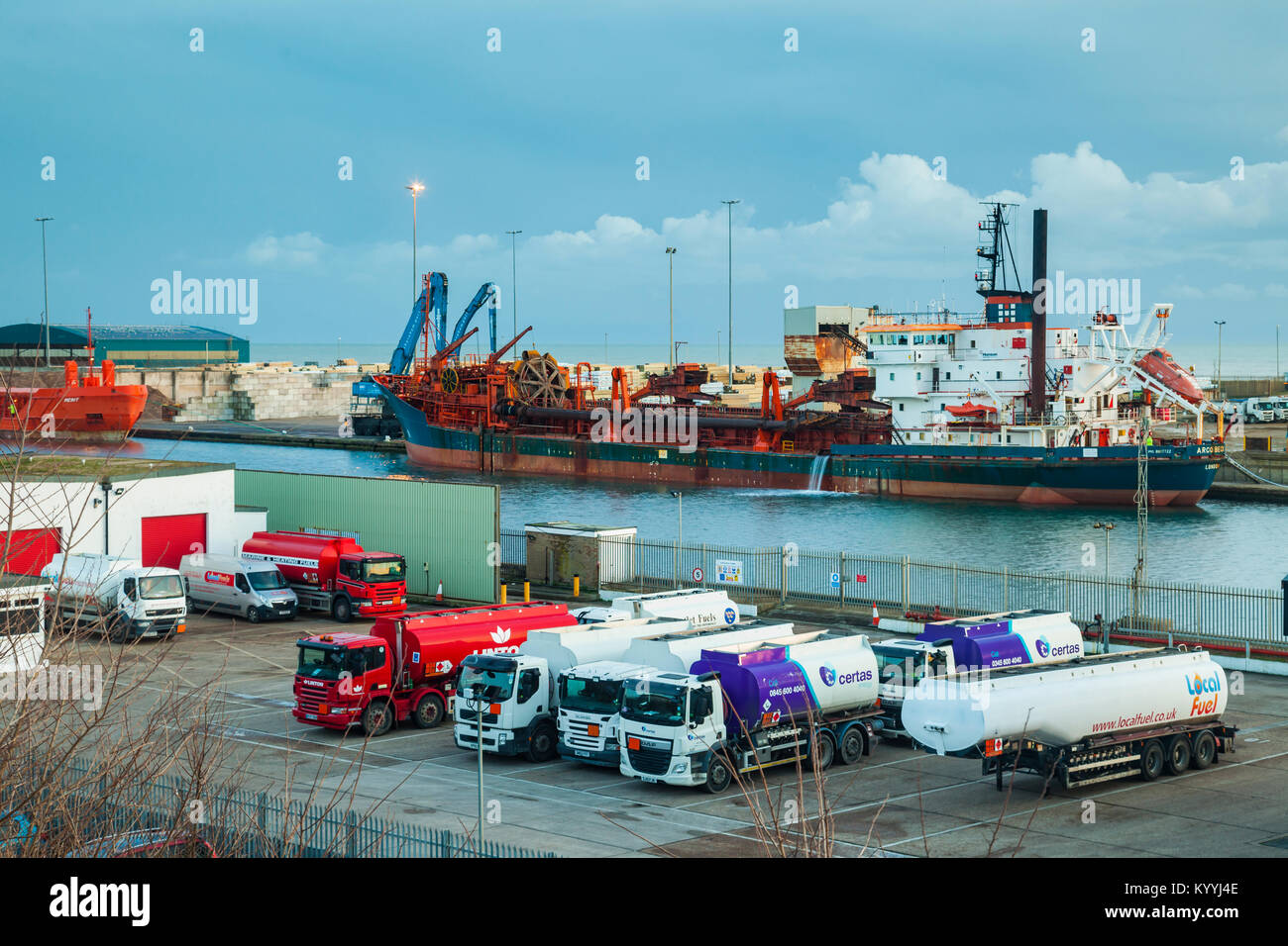 Abend in Shoreham Port in Southwick, West Sussex. Stockfoto
