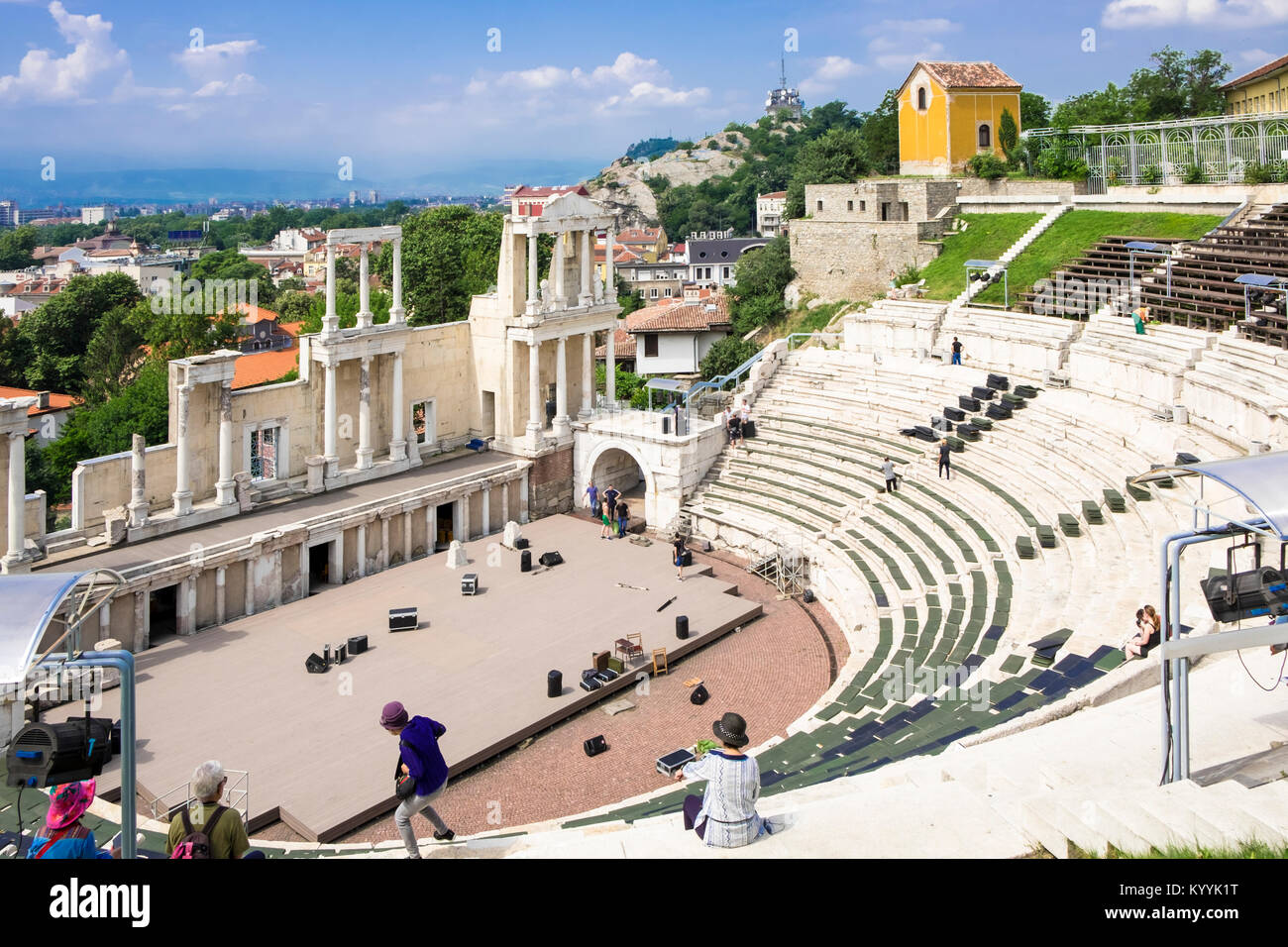 Das Römische Theater, ein Amphitheater für Konzerte genutzt, Altstadt, Plovdiv, Bulgarien, Europa Stockfoto