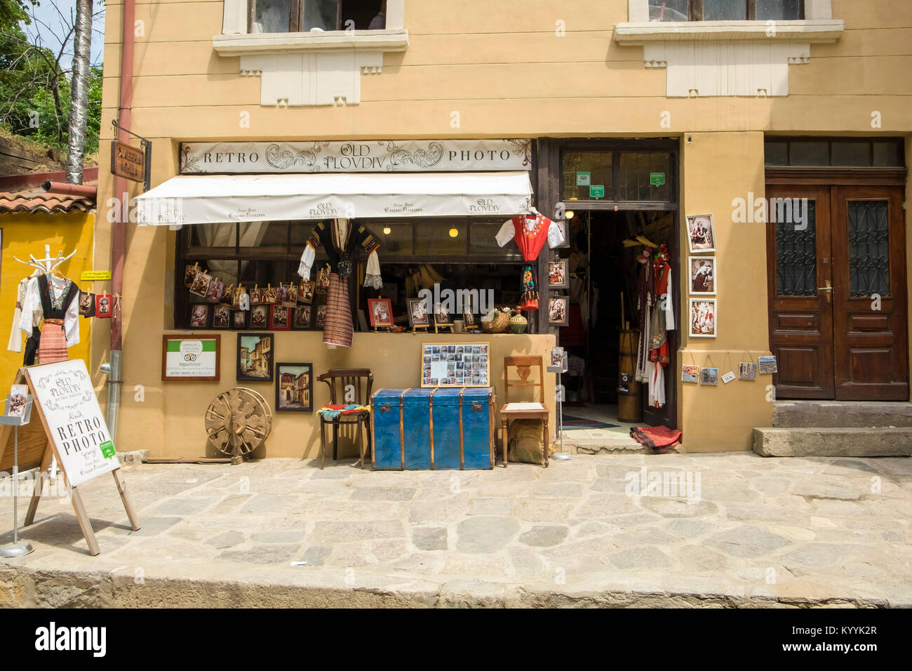 Retro Fotostudio, in der Altstadt, Plovdiv, Bulgarien, Europa Stockfoto