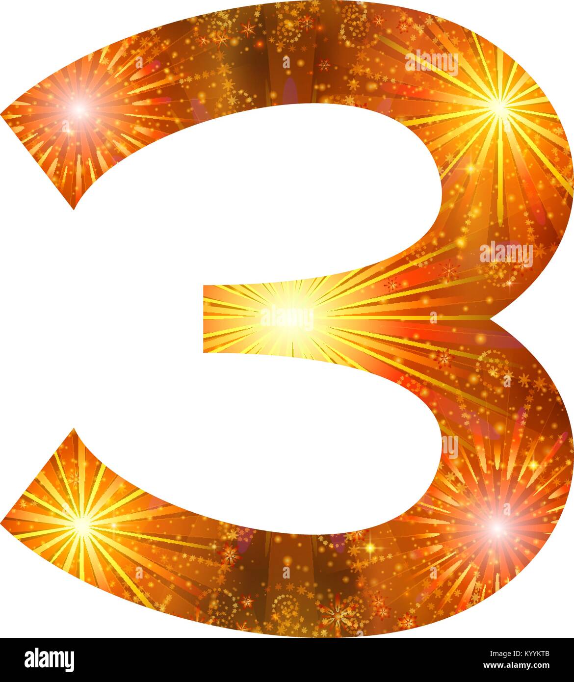 Anzahl der orange Feuerwerk, drei Stock Vektor