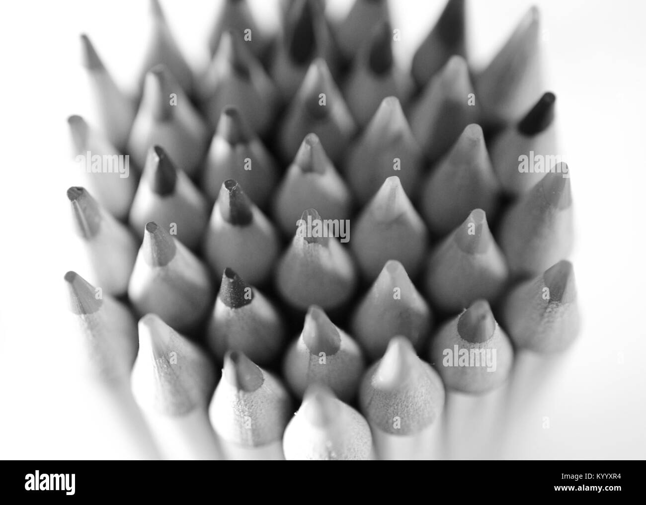 Buntstift Tipps in schwarzen und weißen rechteckigen Stockfoto