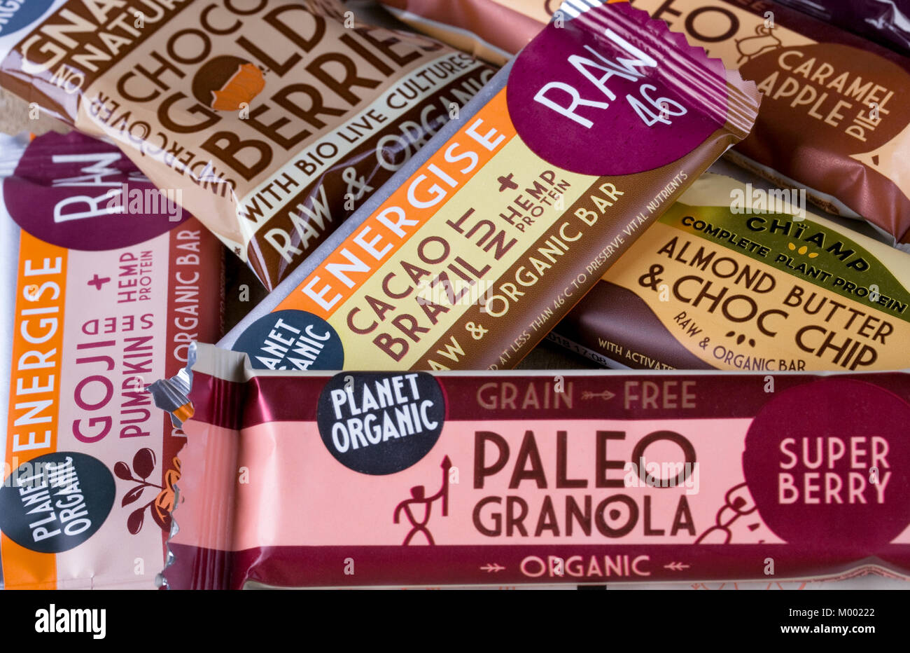 Gesunde Snacks vom Planeten Organische. Stockfoto