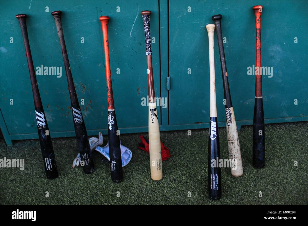 Las mejores de Fledermäuse de naranjeros, durante el San Blas de Beisbol de La Liga Mexicana del Pacifico temporada 2017 2018. Tercer Partido de la Serie entre Vena Stockfoto