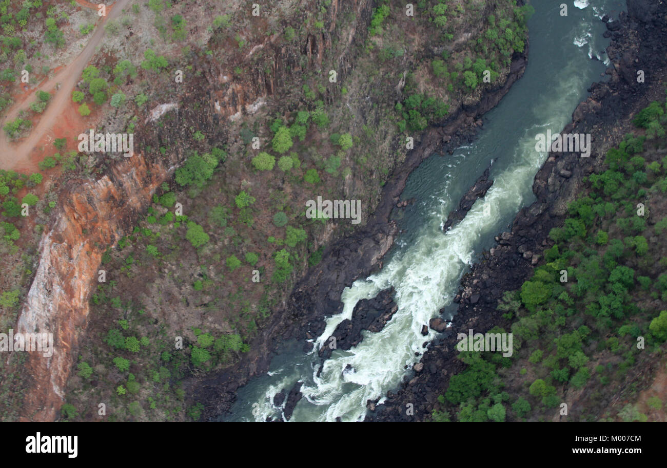 Sambesi im Spalt im Tal in der Nähe von Victoria Falls, Simbabwe. Stockfoto