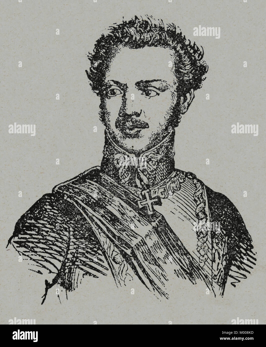 Luis Fernandez de Cordova (1798-1840). Spanische Militärs General, Diplomat und 1 Maruis von Mendigorria. Gravur. Stockfoto