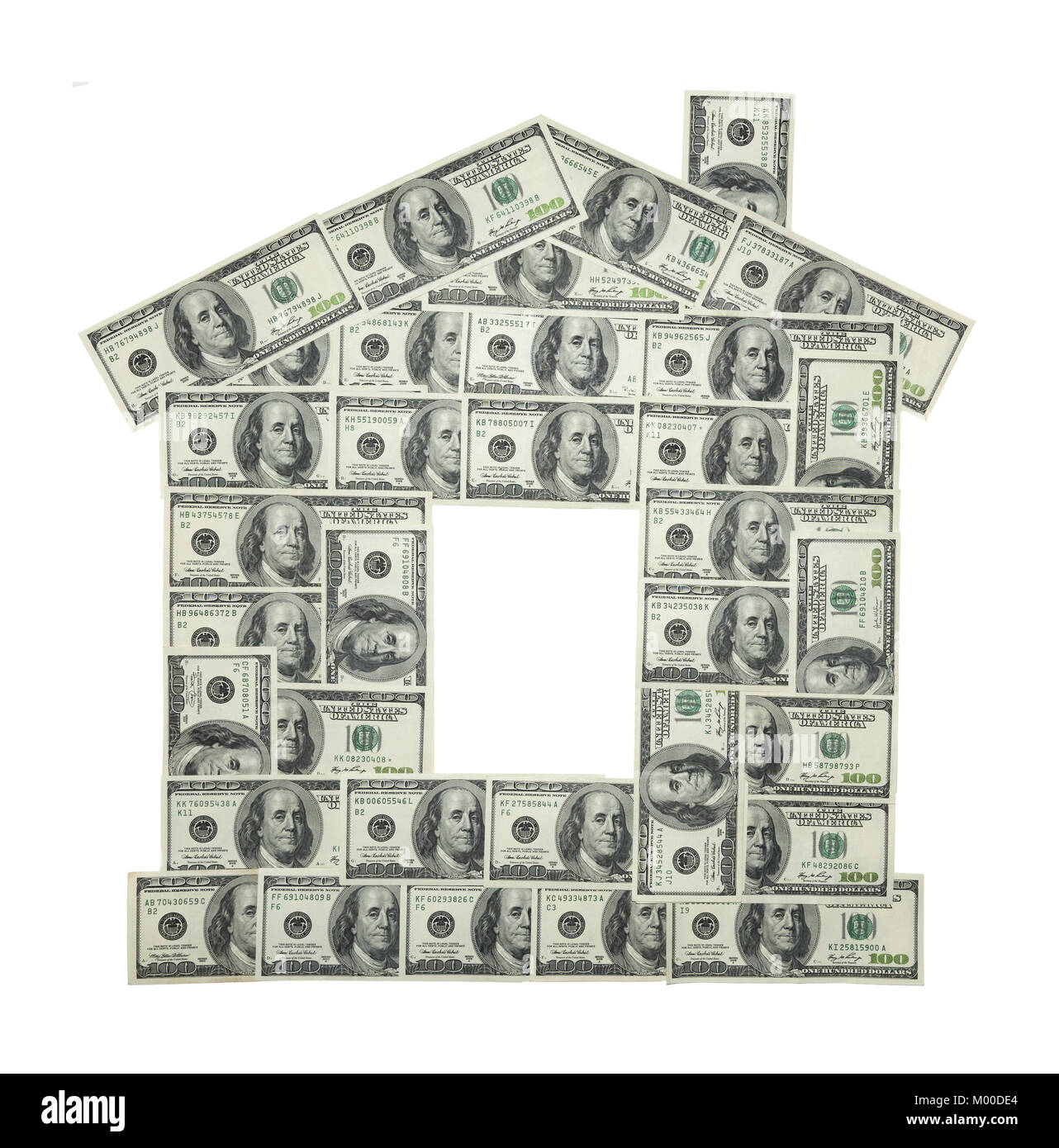 Haus von 100 US-Dollar Banknoten (alte Probe) Stockfoto