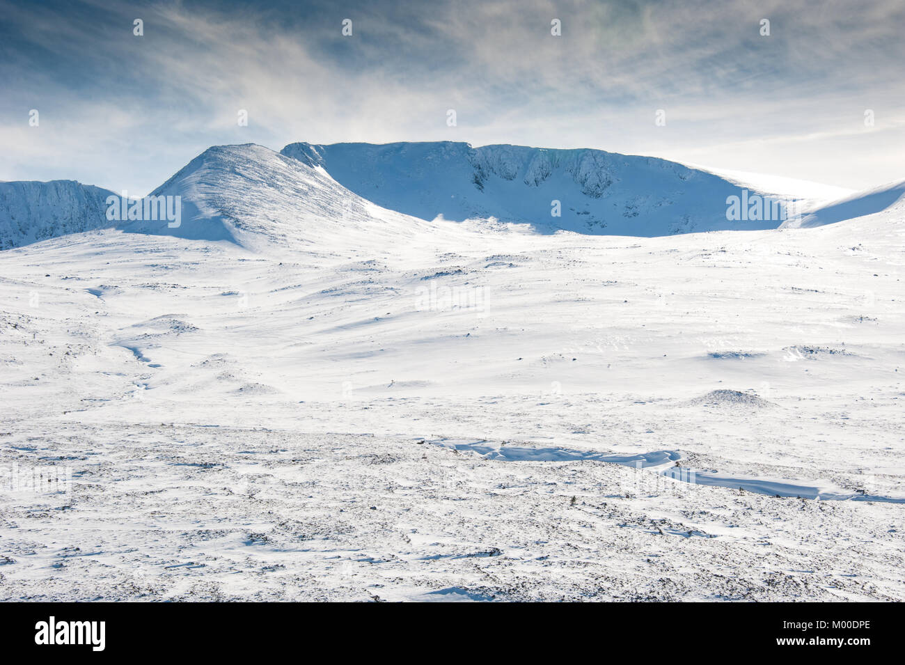 Bedingungen im Winter in die Cairngorm National Park unter einem leeren Himmel Stockfoto