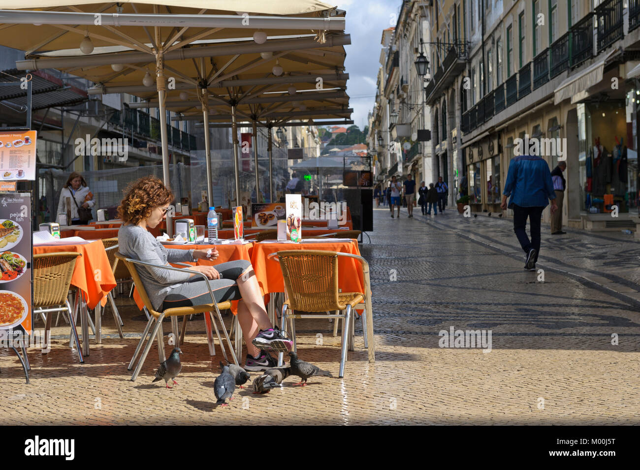 Malerischer Blick auf Augusta Straße in der Stadt Lissabon, Portugal Stockfoto