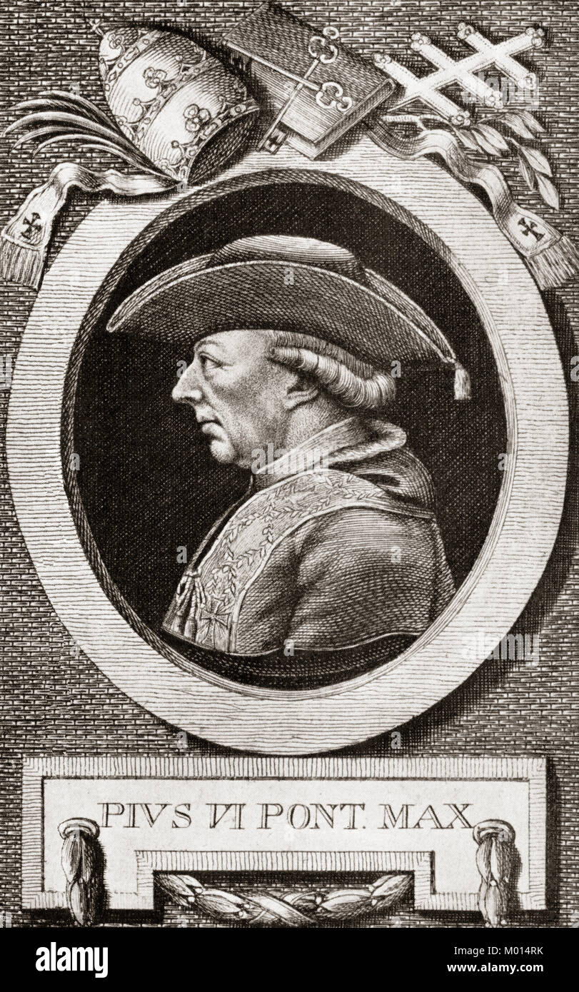 Papst Pius VI., 25. Dezember 1717 - 29. August 1799, regierte als Papst vom 15. Februar 1775 bis zu seinem Tod Stockfoto