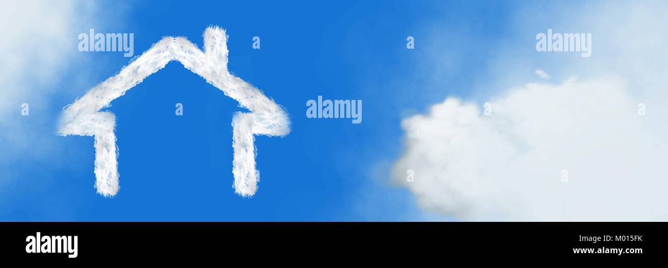 Home Haus Wolkensymbol mit Sky Stockfoto