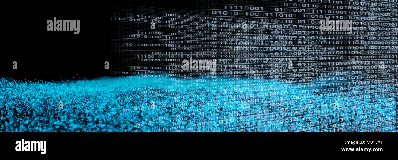 Code binäre Schnittstelle und blauen Teilchen Hintergrund Stockfoto