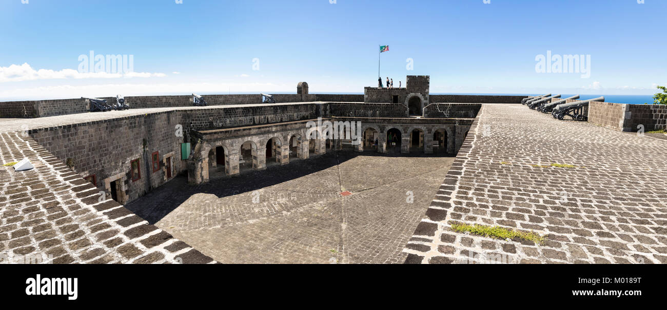 180 Grad Panorama von Schwefel Festung in St. Kitts und Nevis Stockfoto