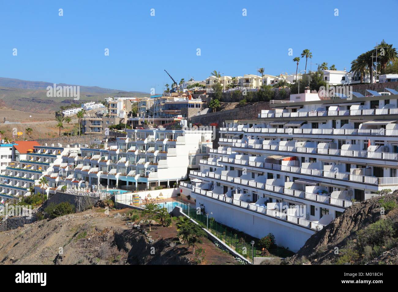GRAN CANARIA, SPANIEN - Dezember 2, 2015: Hotel Balcon de Amadores Palmera Mar und Vista Amadores auf Gran Canaria, Spanien. Kanarischen Inseln hatte Aufzeichnung 12 Stockfoto