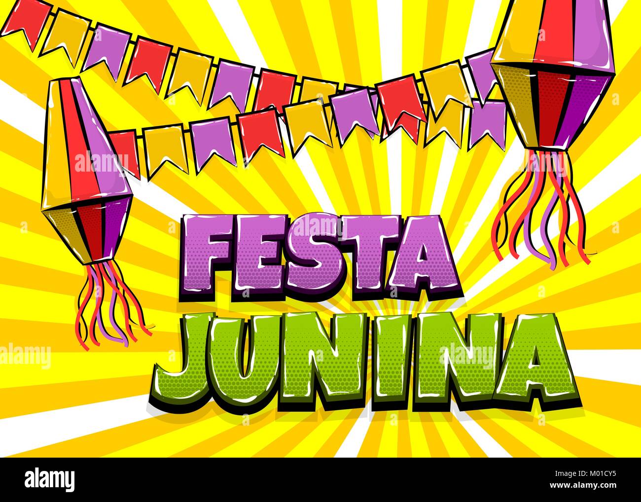 Festa Junina Comic Text Pop Art Stock Vektor