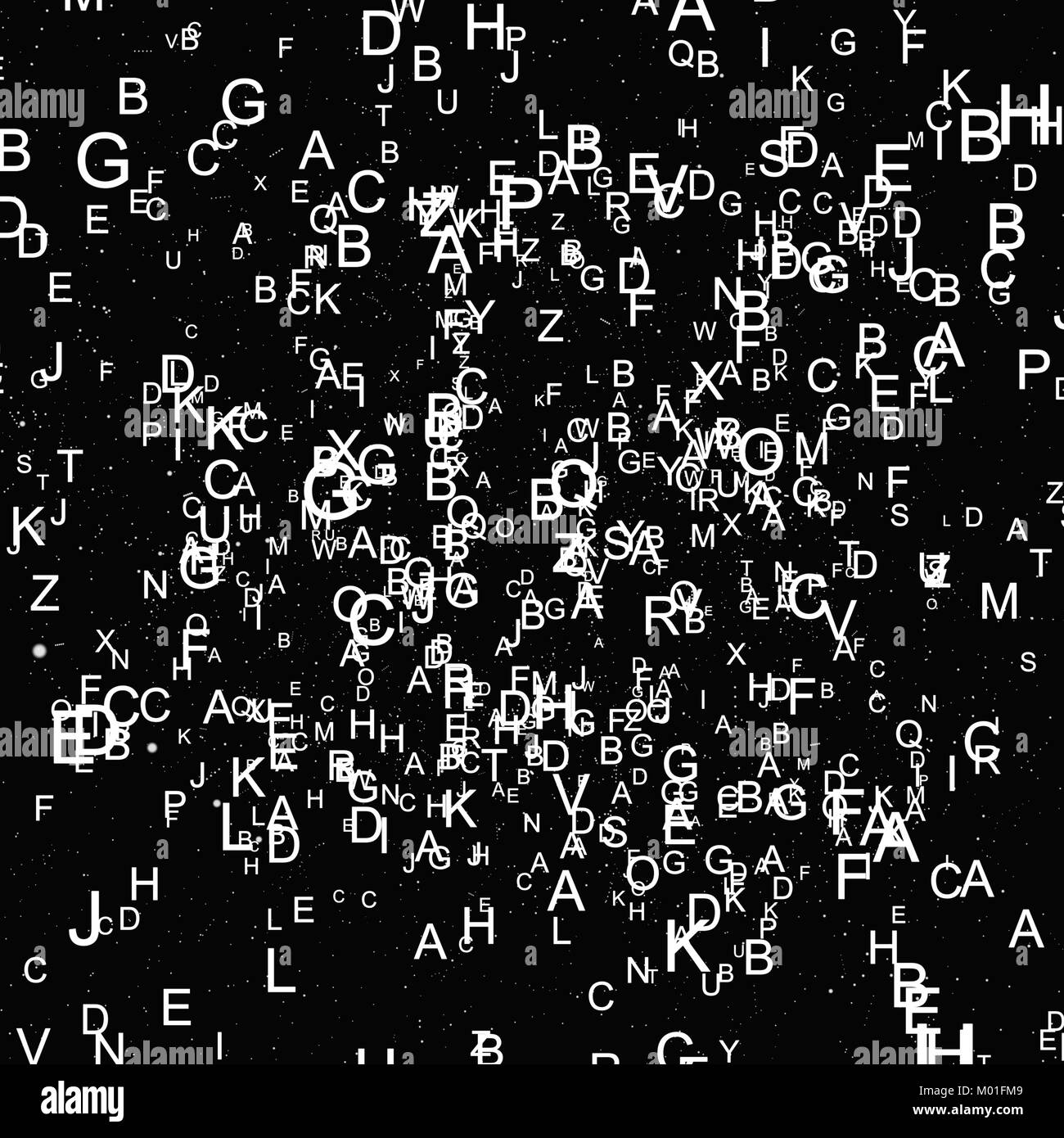 Abstrakte weiße Schrift auf schwarzem Hintergrund Stockfoto