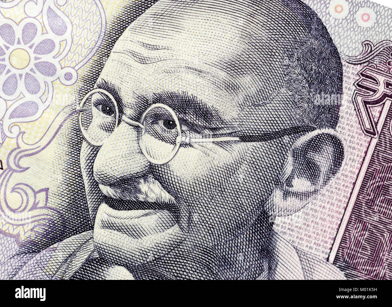 Biella, Italien - 29 Oktober, 2017. Banknote mit Mahatma Gandhi Porträt. Reserve Bank von Indien Stockfoto