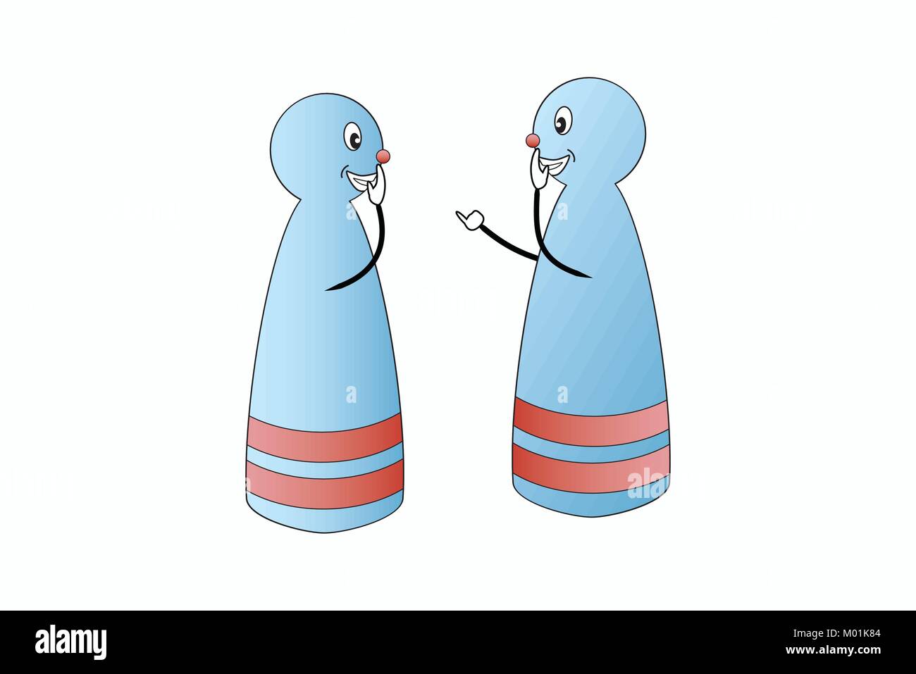 Abbildung von zwei Bowling Pins Witze über einen Spieler, der Vektor der Pins/Pins über etwas Lachen und Kichern/Stifte Spaß Stock Vektor