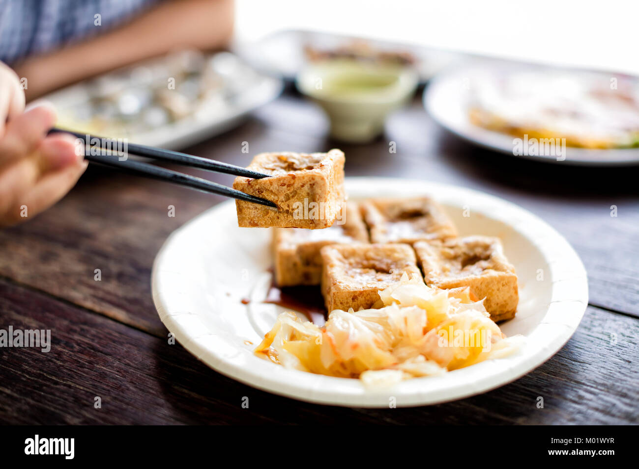 Taiwanesische traditionelles Essen: Stinky tofu Stockfoto