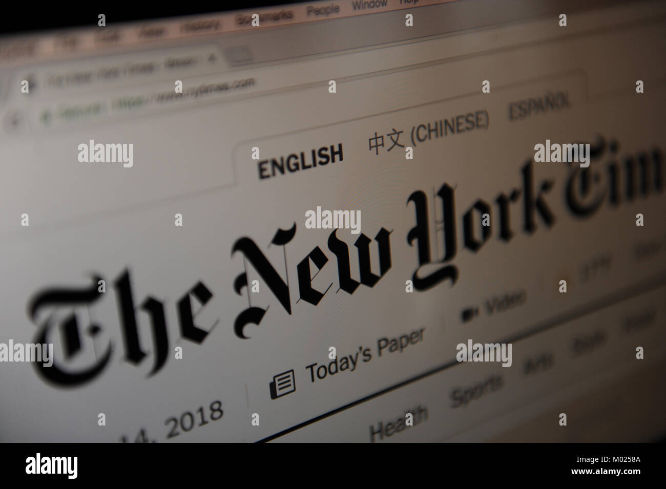 Die New York Times-website Stockfoto