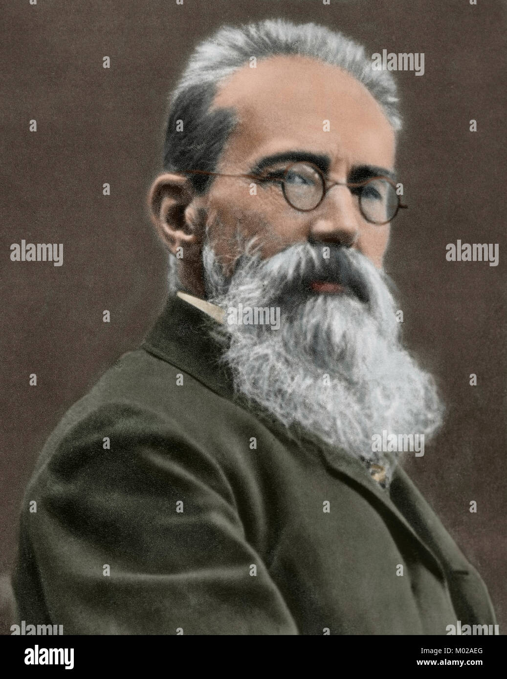 Nikolai Andreyevich Rimsky-Korsakov (1844-1908). Rusian Komponist und Dirigent. Porträt. Fotografie. Gefärbt. Stockfoto