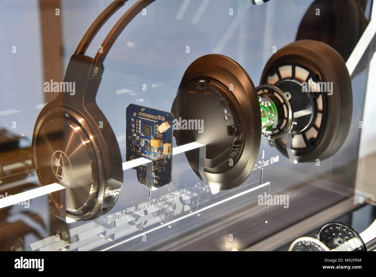 Audio-Technica Kopfhörer in Stand-Technologie auf der CES (Consumer Electronics Show), die weltweit größte Messe in Las Vegas, N Stockfoto