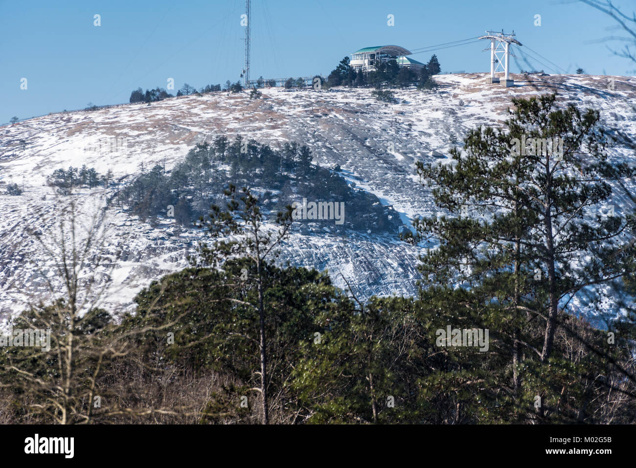 Atlanta, Georgia Schnee am Stone Mountain Park. (USA) Stockfoto