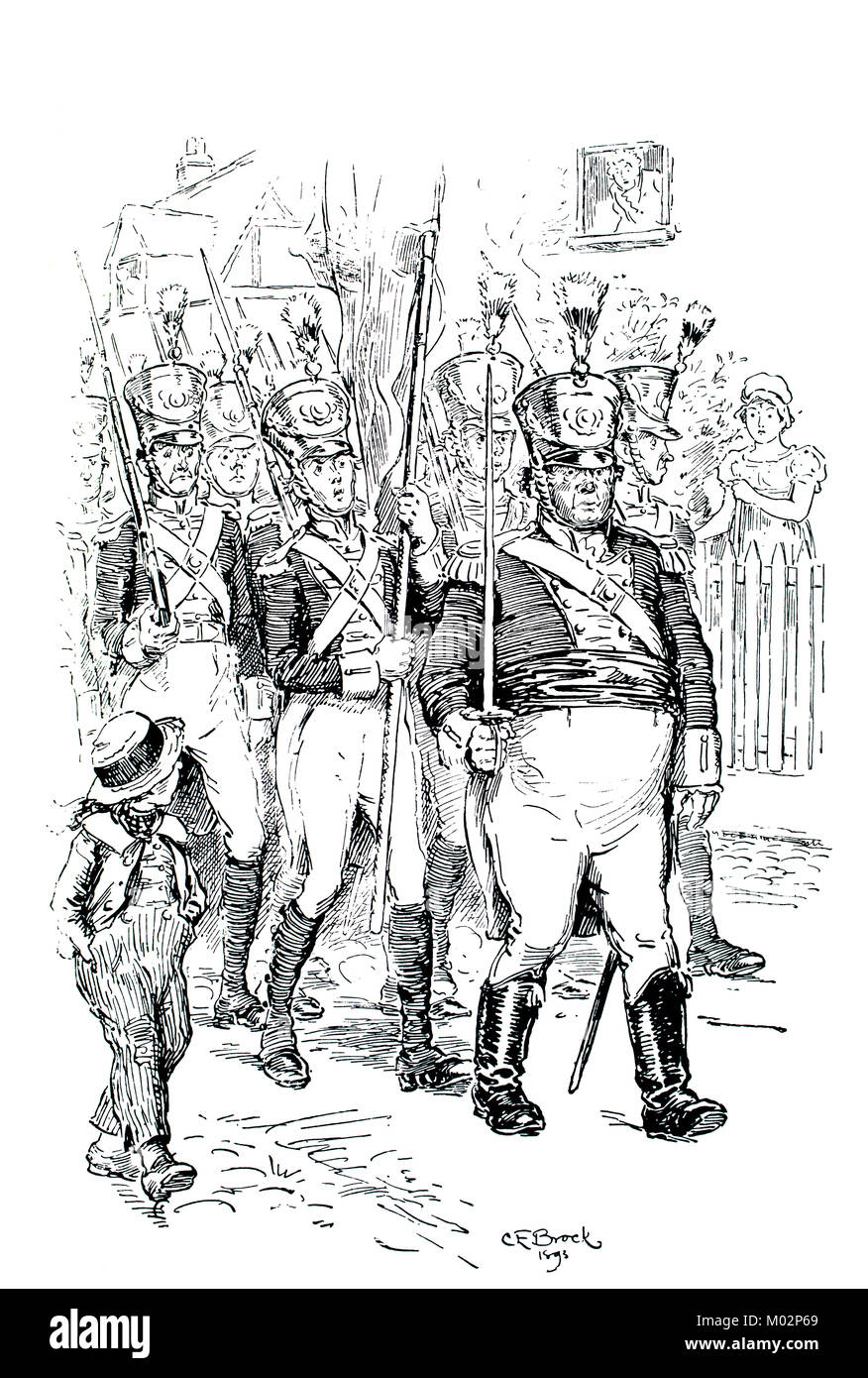 Lokale Milizen, Illustration von Illustrator und Maler Charles Edmund Brock von 1893 humorvolle Gedichte von Thomas Hood Stockfoto