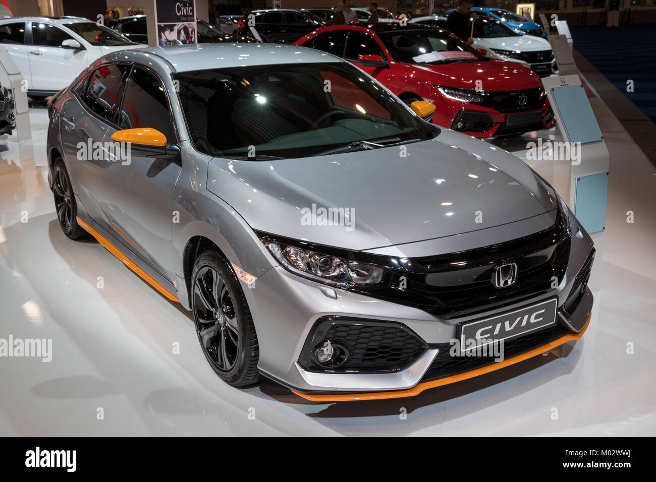 Brüssel - Jan 10, 2018: Honda Civic Auto auf dem Automobil-Salon in Brüssel vorgestellt. Stockfoto