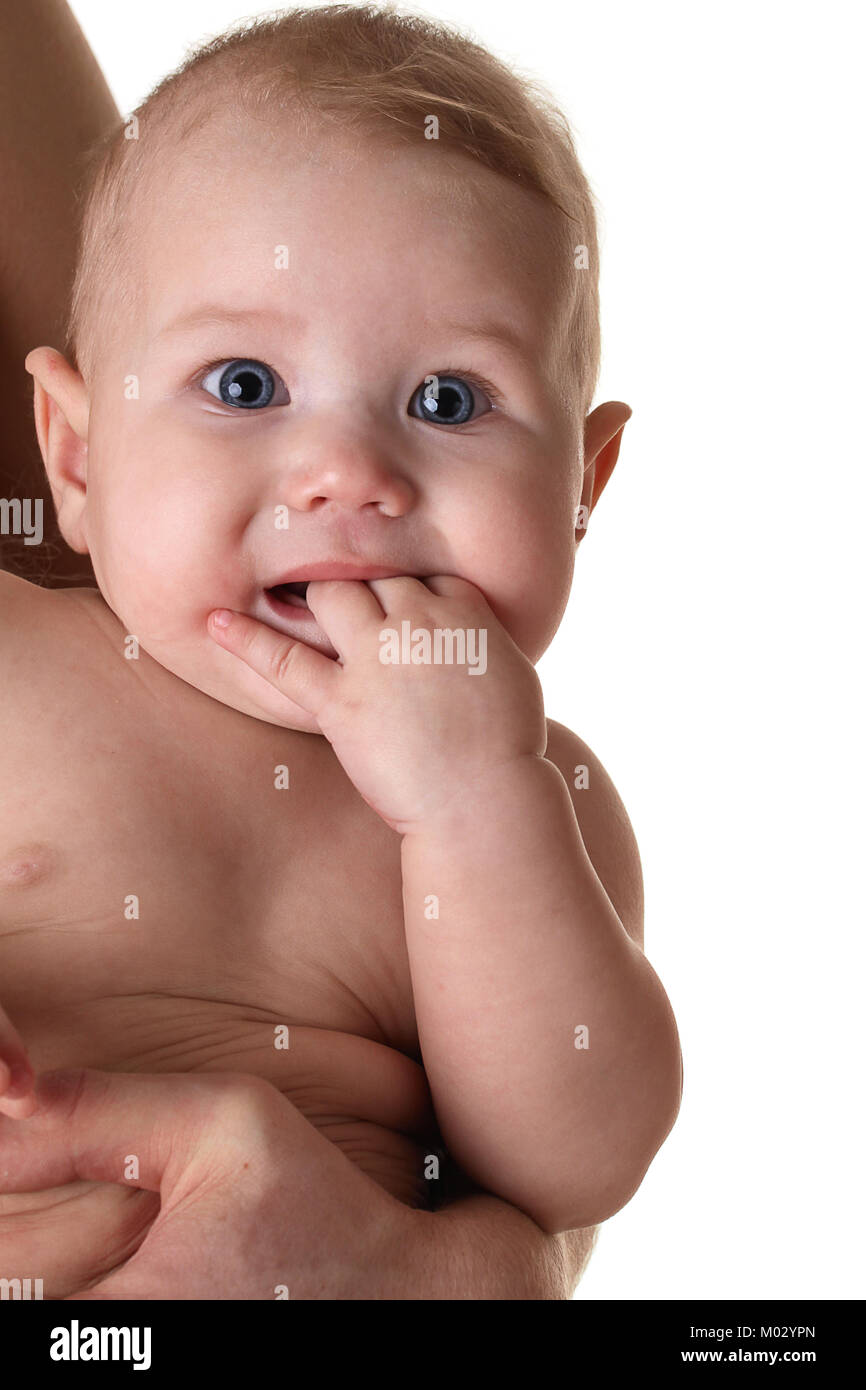 Kleines Baby Mit Einem Uberraschten Blick Auf Seinem Gesicht Stockfotografie Alamy