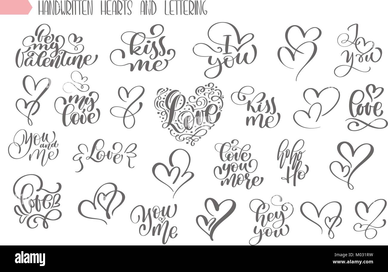 Grosse Handgeschriebene Schrift Uber Die Liebe Zum Valentines Tag Und Herz Design Poster Grusskarten Fotoalben Banner Kalligraphie Vektor Illustration Sammlung Bluhen Stock Vektorgrafik Alamy