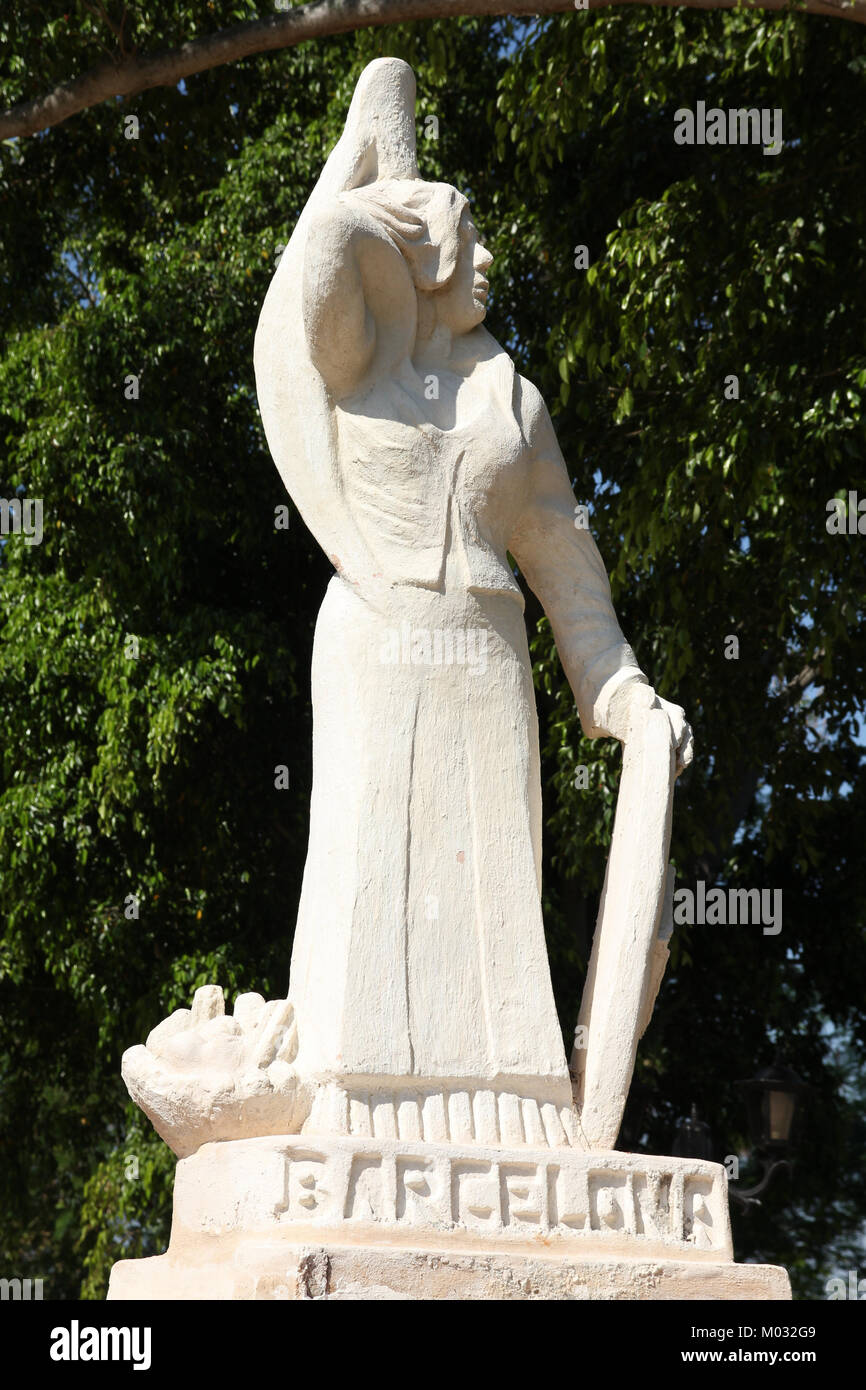 Allegorische Statue, die spanische Stadt Barcelona in Matanzas, Cuba. Stockfoto