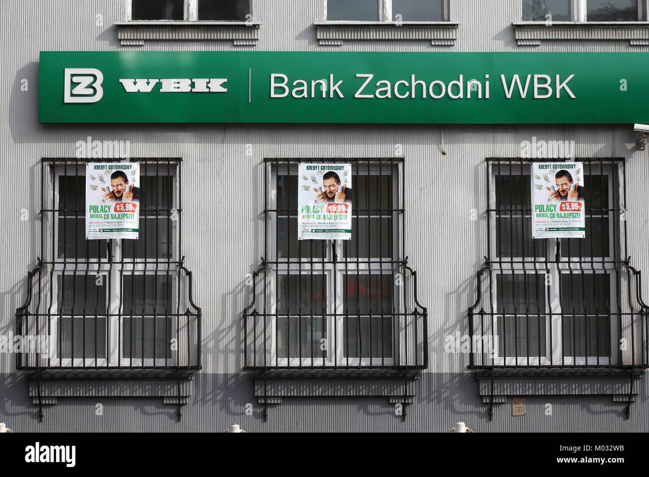 Polen - 8. JUNI: Bank Zachodni WBK Niederlassung am 8. Juni 2011 in Oppeln, Polen. Im August 2011 BZ WBK erstellt eine Vorreiterrolle Spezialist soziales Netzwerk für i Stockfoto