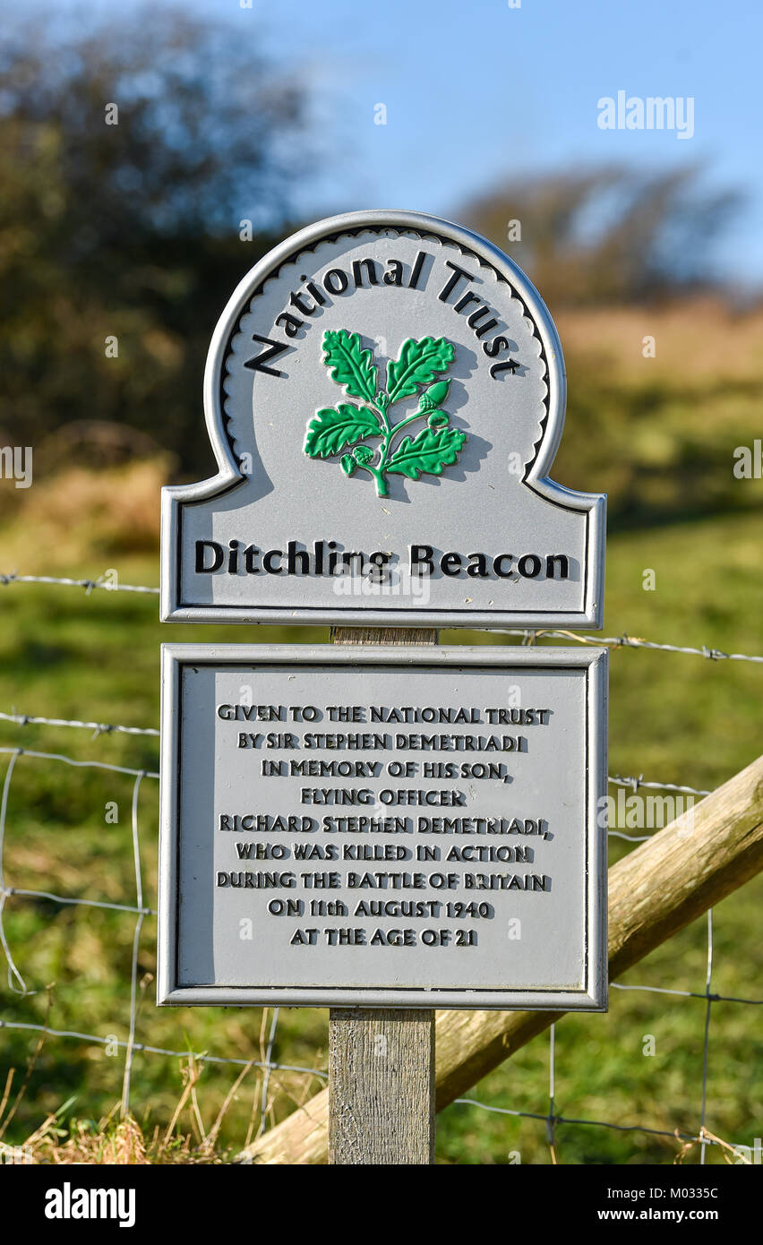 Brighton UK vom 18. Januar 2018 - Ditchling Beacon Naturschutzgebiet auf der South Downs Way Nördlich von Brighton Stockfoto