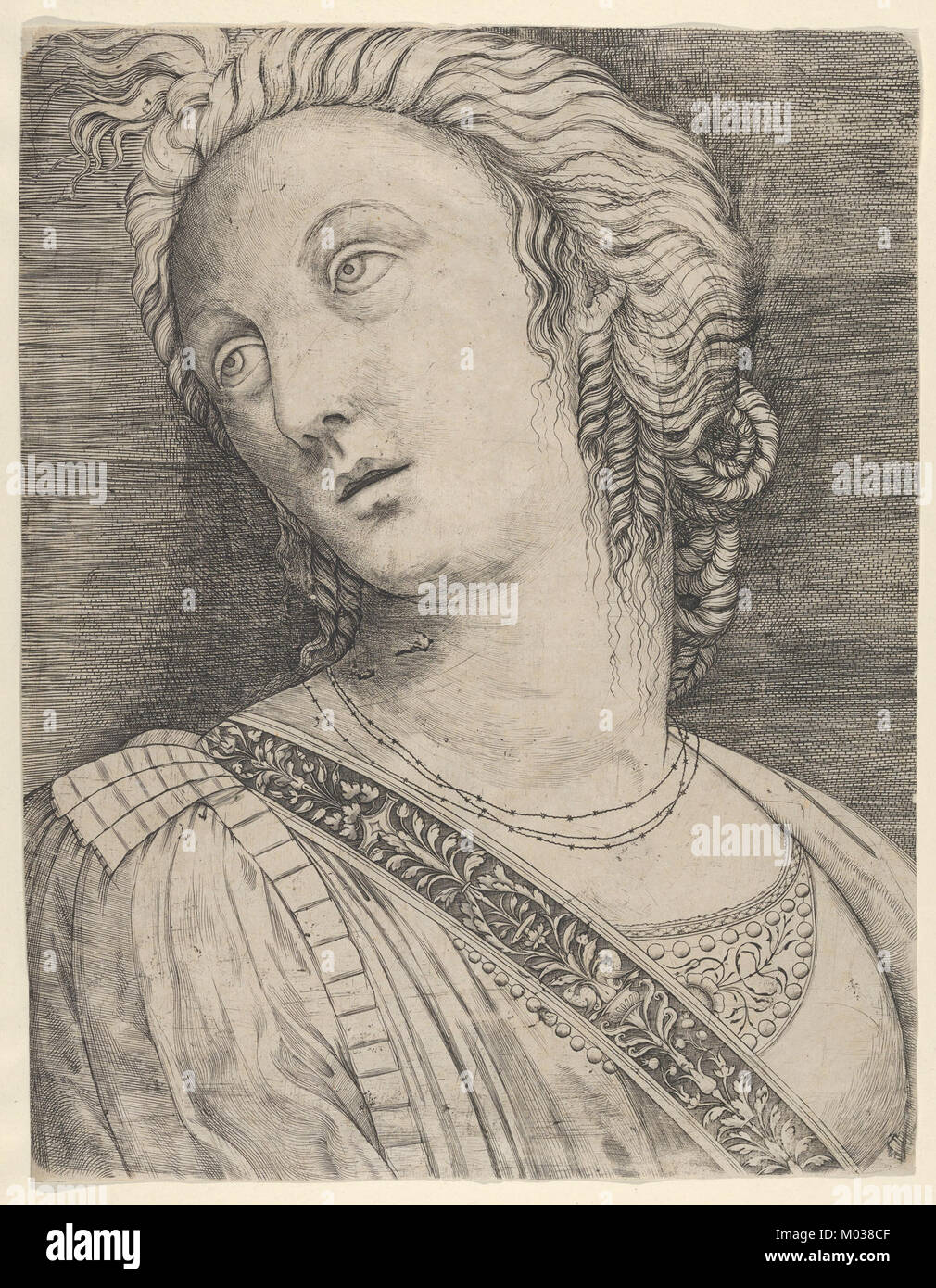 Diese Skulptur zeigt eine Frau mit nach links gedrehtem Kopf. Die Büste, die Teil der Sammlung des Metropolitan Museum of Art ist, zeigt die Kunst und die feinen Details, die charakteristisch für die klassische Skulptur sind. Stockfoto