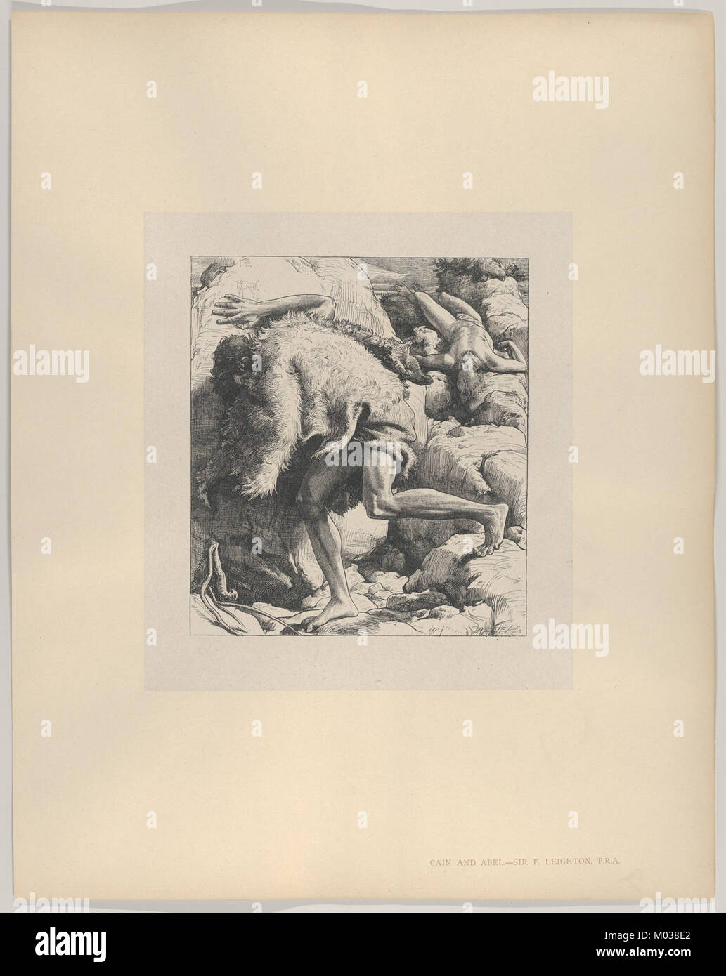 Das Gemälde „Kain und Abel“ von Dalziels Bibelgalerie zeigt die biblische Geschichte der Brüder Kain und Abel. Das Kunstwerk veranschaulicht den Moment von Kains Eifersucht und das tragische Ergebnis seiner Handlungen. Stockfoto