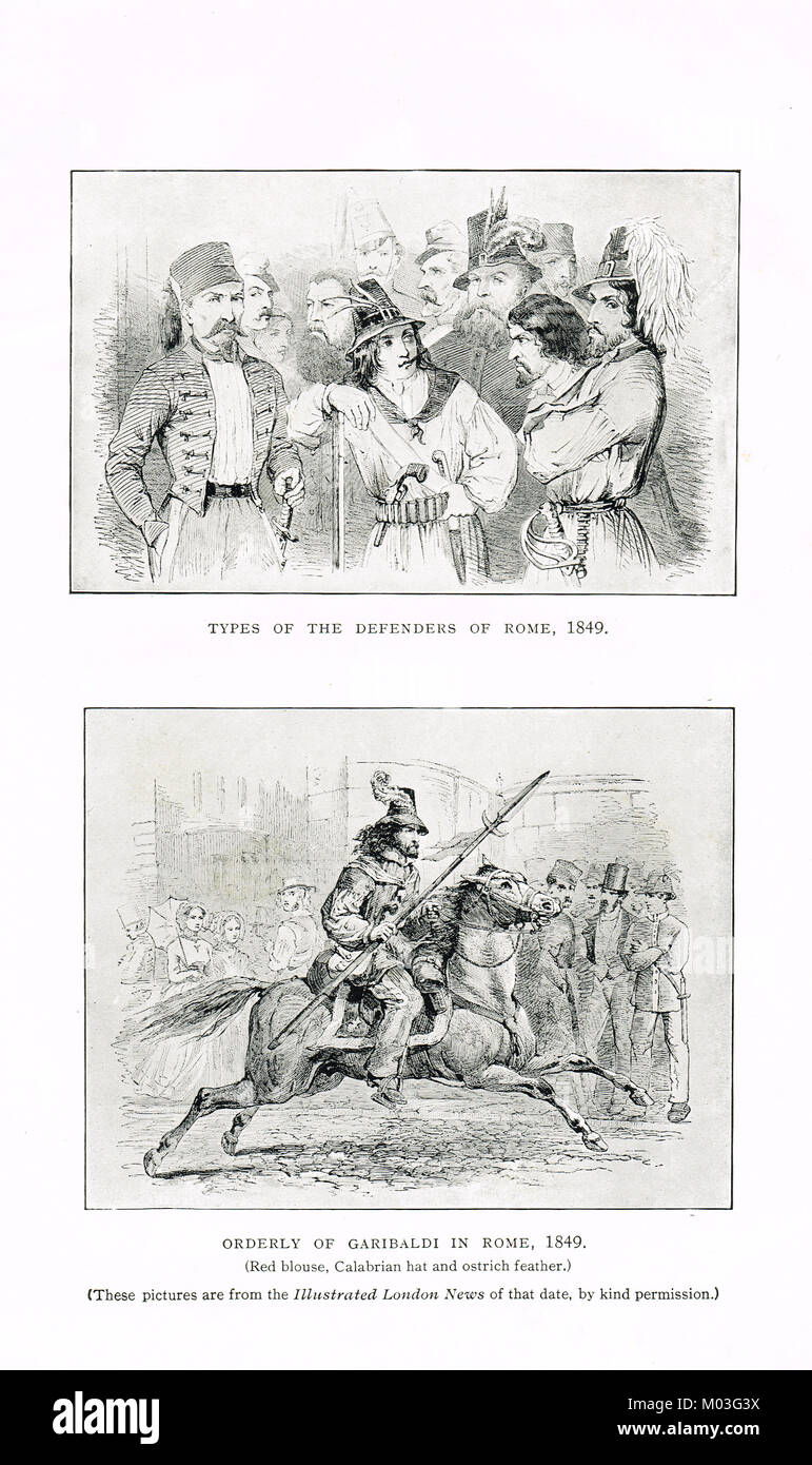Arten der Verteidiger von Rom im Jahre 1849 Stockfoto