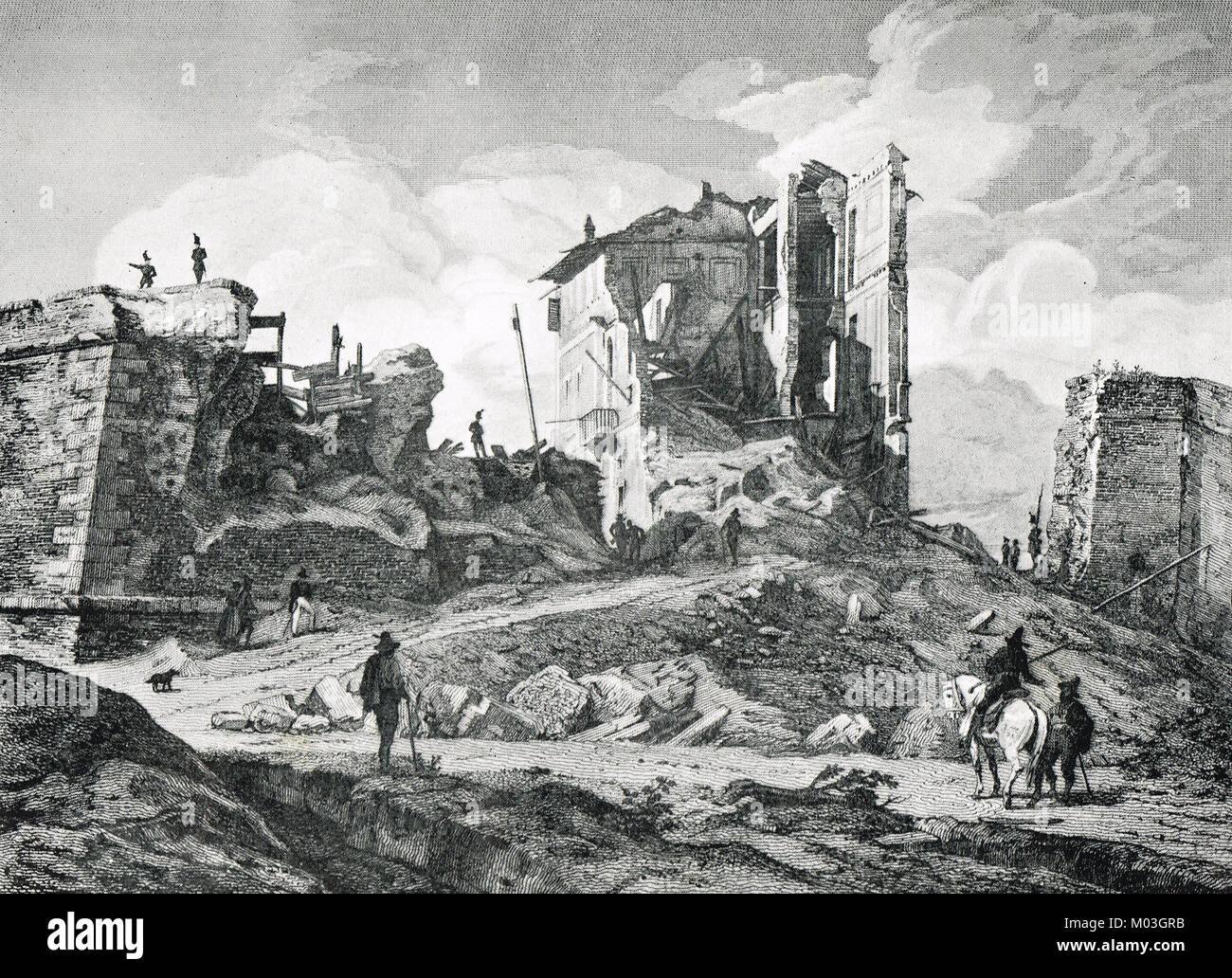 Casa Merluzzo Bastion verletzt, 29.-30. Juni 1849 stürmten, während die Verteidigung der Römischen Republik von 1849 Stockfoto