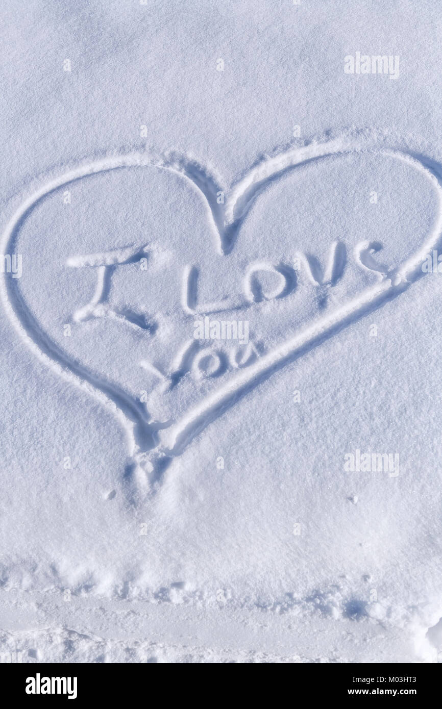 Ich liebe Dich im Schnee geschrieben Stockfotografie Alamy