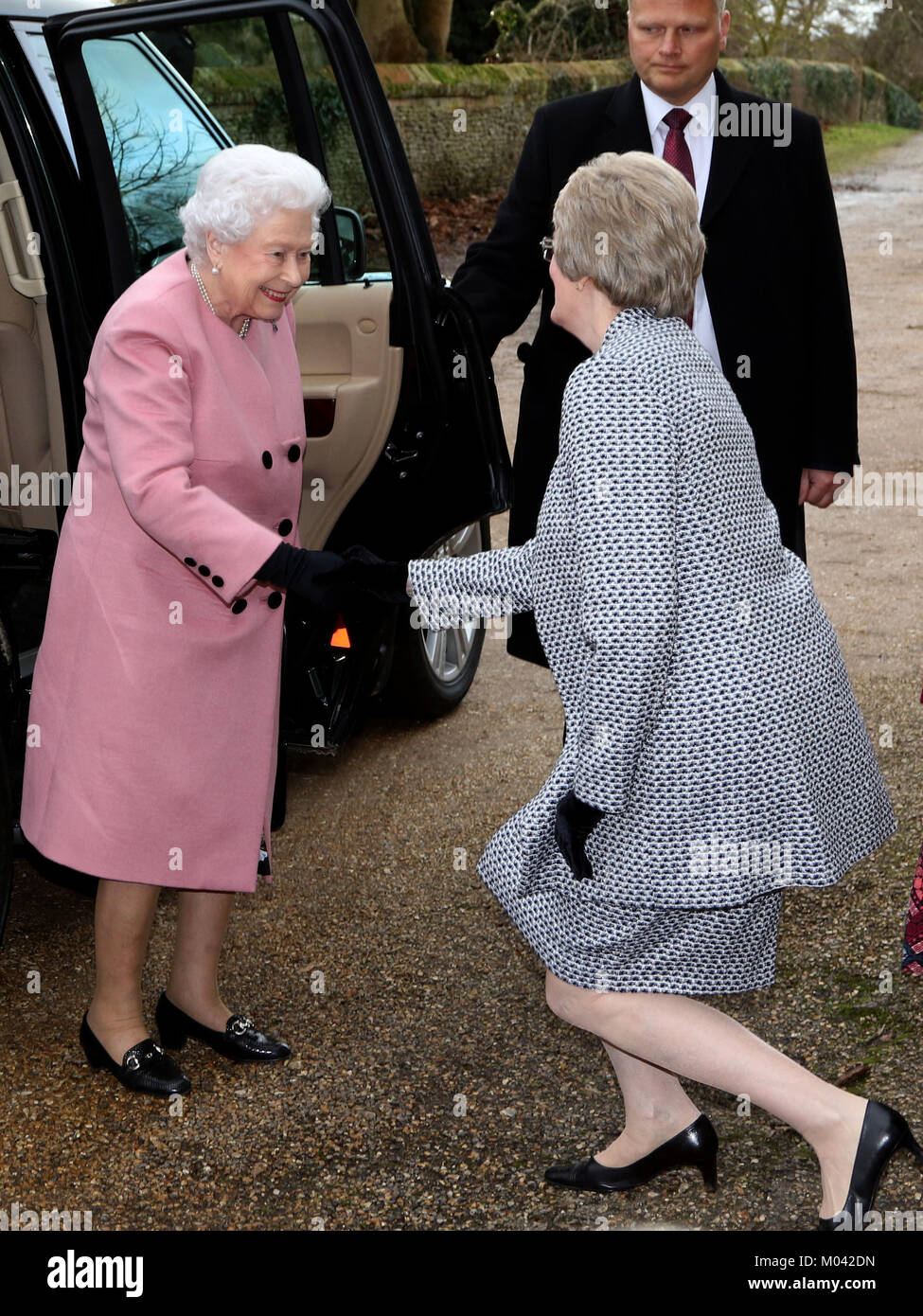 West Newton, Norfolk, Großbritannien. 18 Jan, 2018. Königin Elizabeth II. nimmt an dem Treffen in West Newton, Norfolk, am 18. Januar 2018. Credit: Paul Marriott/Alamy leben Nachrichten Stockfoto