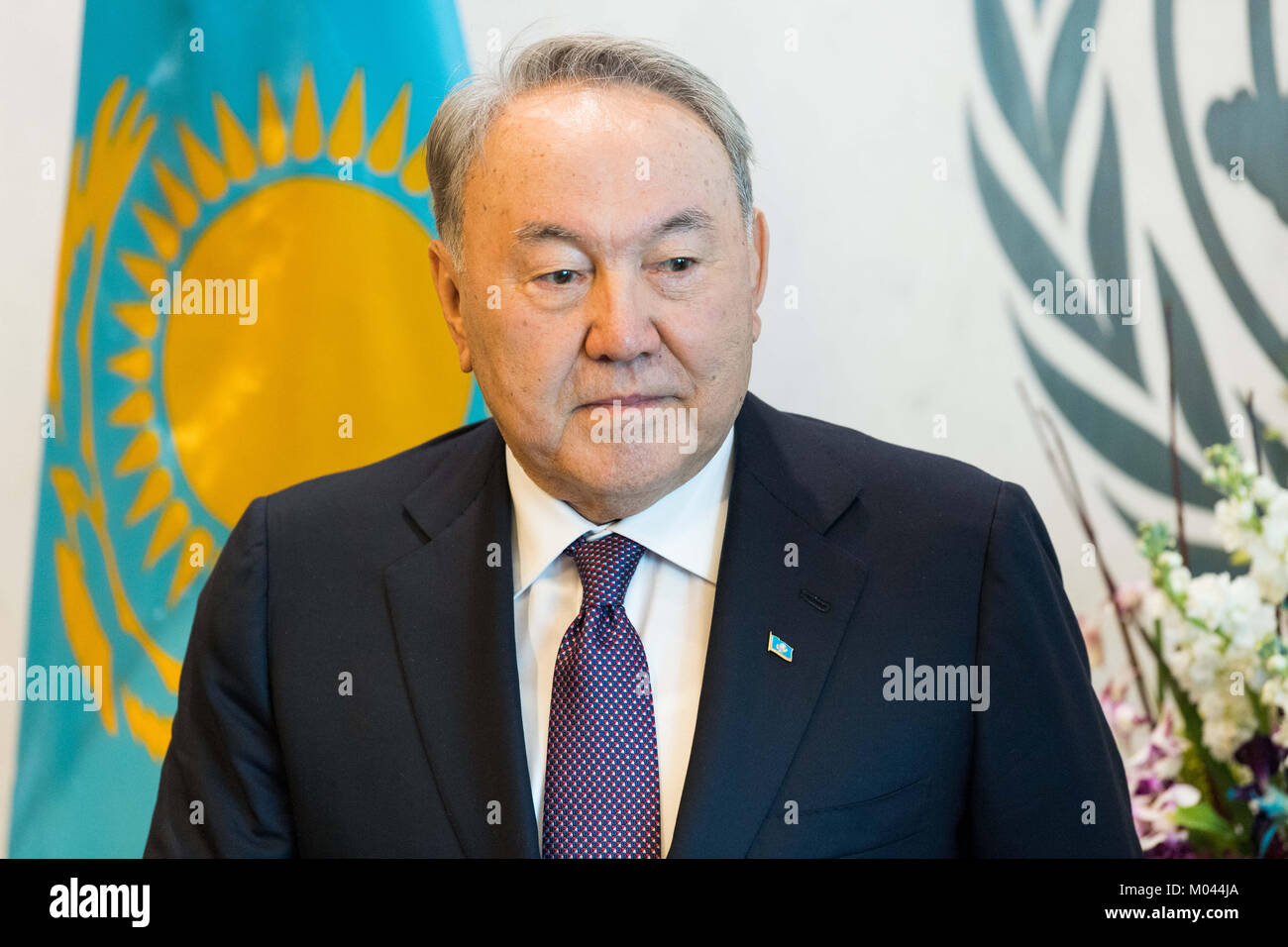 New York, NY, USA. 18 Jan, 2018. A. Nursultan Nazarbayev, Präsident der Republik Kasachstan bei den Vereinten Nationen in New York gesehen. Quelle: Michael Brochstein/SOPA/ZUMA Draht/Alamy leben Nachrichten Stockfoto