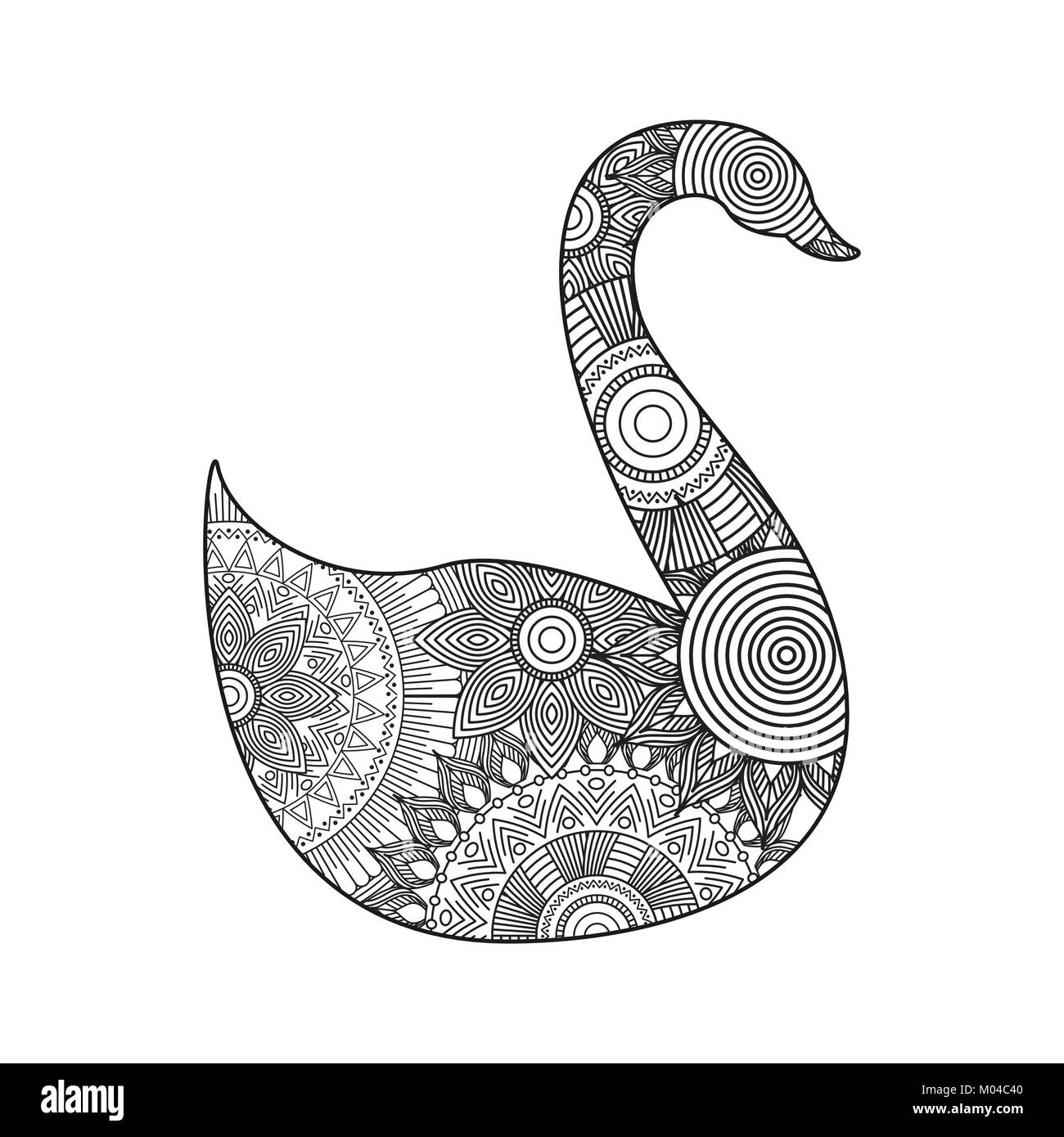 Zeichnung zentangle für Swan nach Färbung Seite Alamy