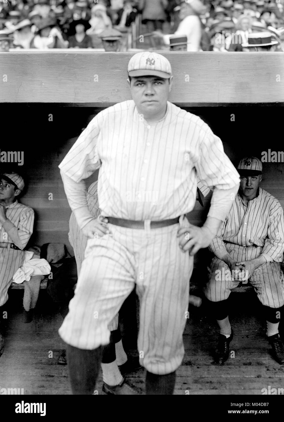 Babe Ruth. Die US-amerikanischen Baseballspieler George Herman "Babe" Ruth Jr. (1895-1948), spielen für die New York Yankees im Juni 1921. Foto von Bain neuer Service. Stockfoto