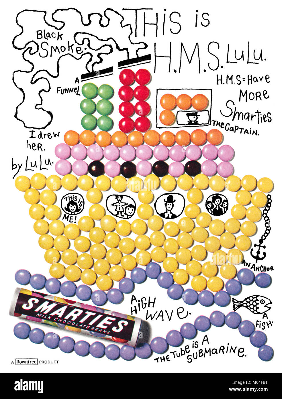 1965 britischen Werbung für rowntrees Smarties. Stockfoto