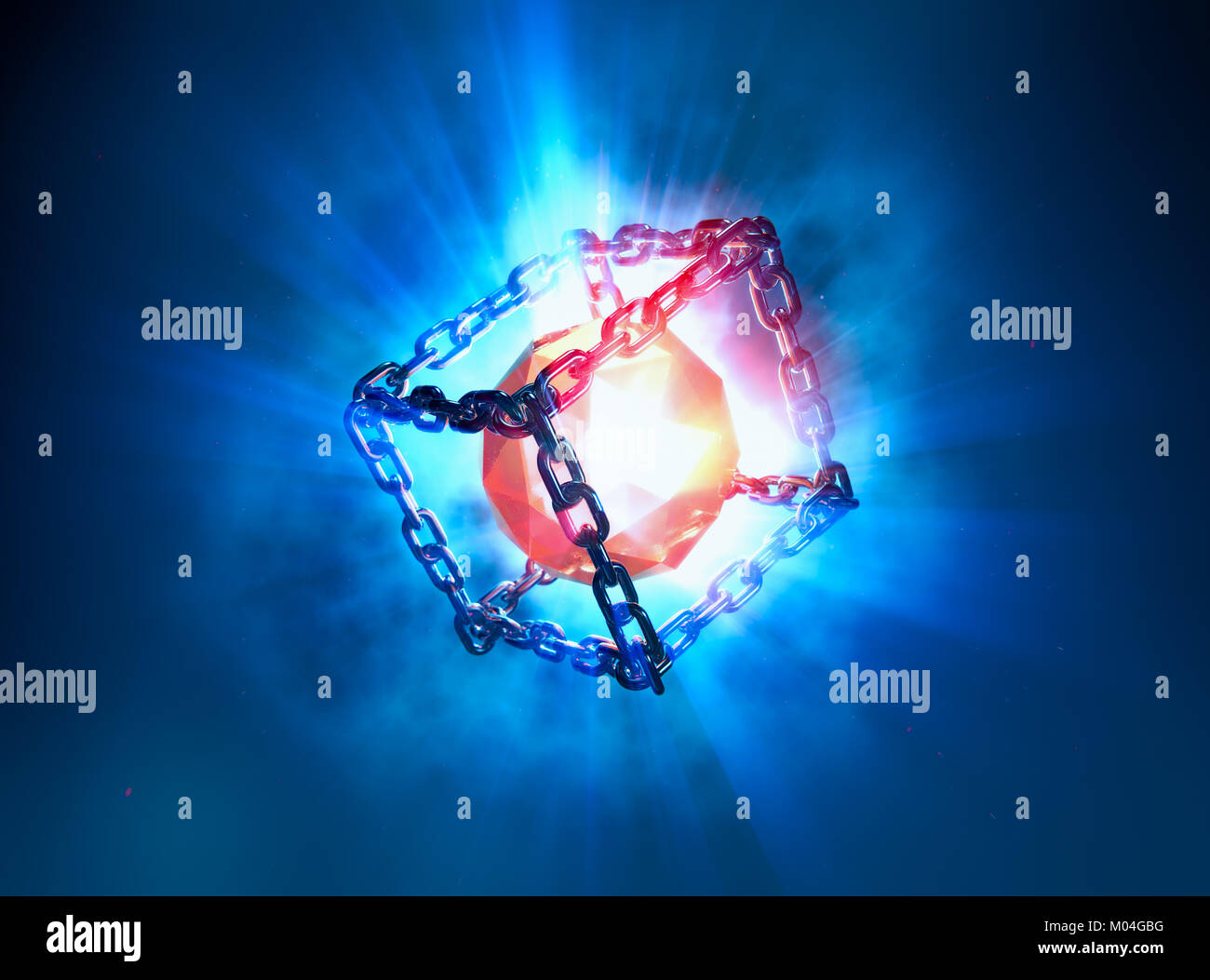 Blockchain Technologie Bitcoin Stockfoto