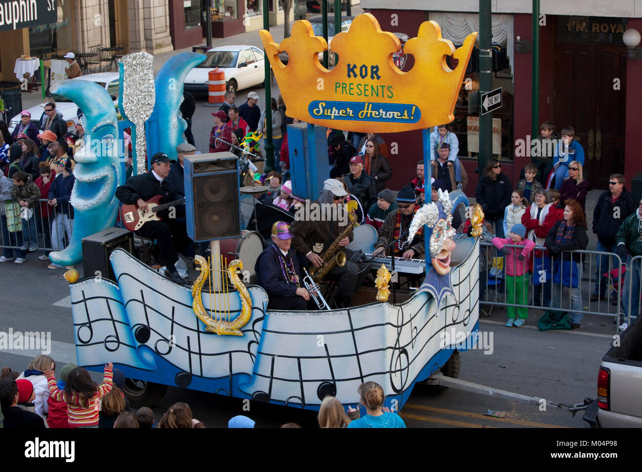 Mardi Gras Mystic der Gesellschaft bietet Superhelden Stockfoto