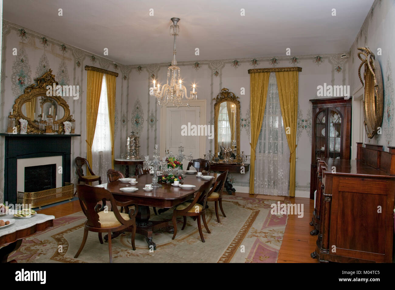 Speisesaal im ersten Weißen Haus der Konföderation, Montgomery, Alabama Stockfoto