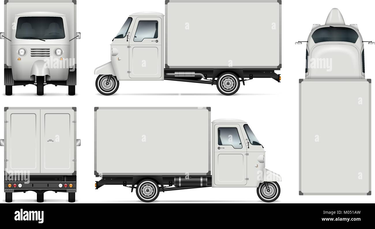 Lieferung Dreirad vektor Mock-up für Werbung, Corporate Identity. Isolierte Vorlage der Box dreirädrige Roller auf weißem Hintergrund. Stock Vektor